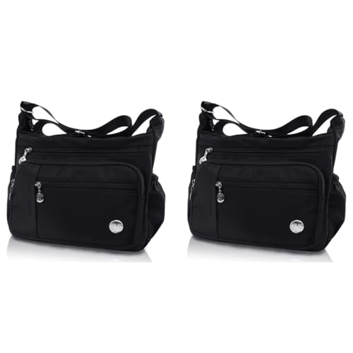 PALAY® Women Shoulder Bag Crossbody Nylon Waterproof Multi-pocket Sling with Adjustable Strap Fashion Satchel Handbag Black 2 PCS PALAY® Women Shoulder Bag Crossbody Nylon Waterproof Multi-pocket Sling with Adjustable Strap Fashion Satchel Handbag Black 2 PCS